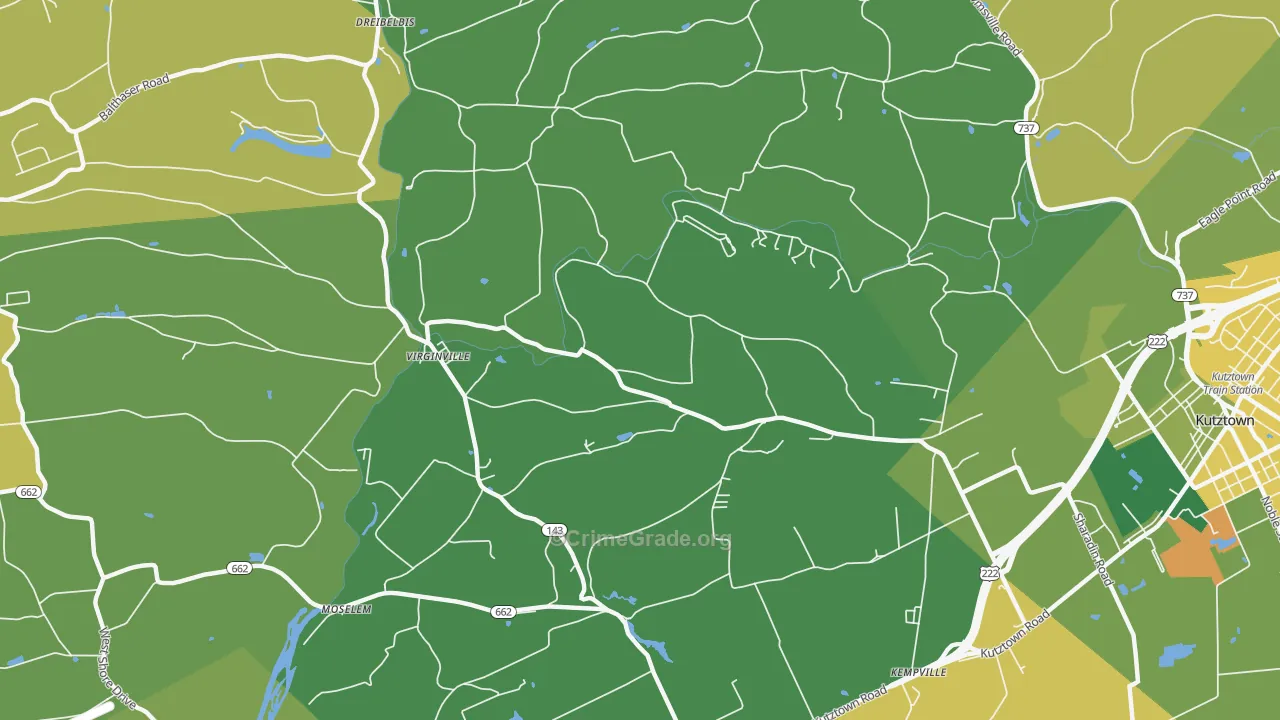 Virginville, PA Map of Theft Rates