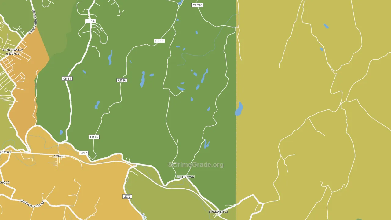 Virginville, WV Map of Theft Rates