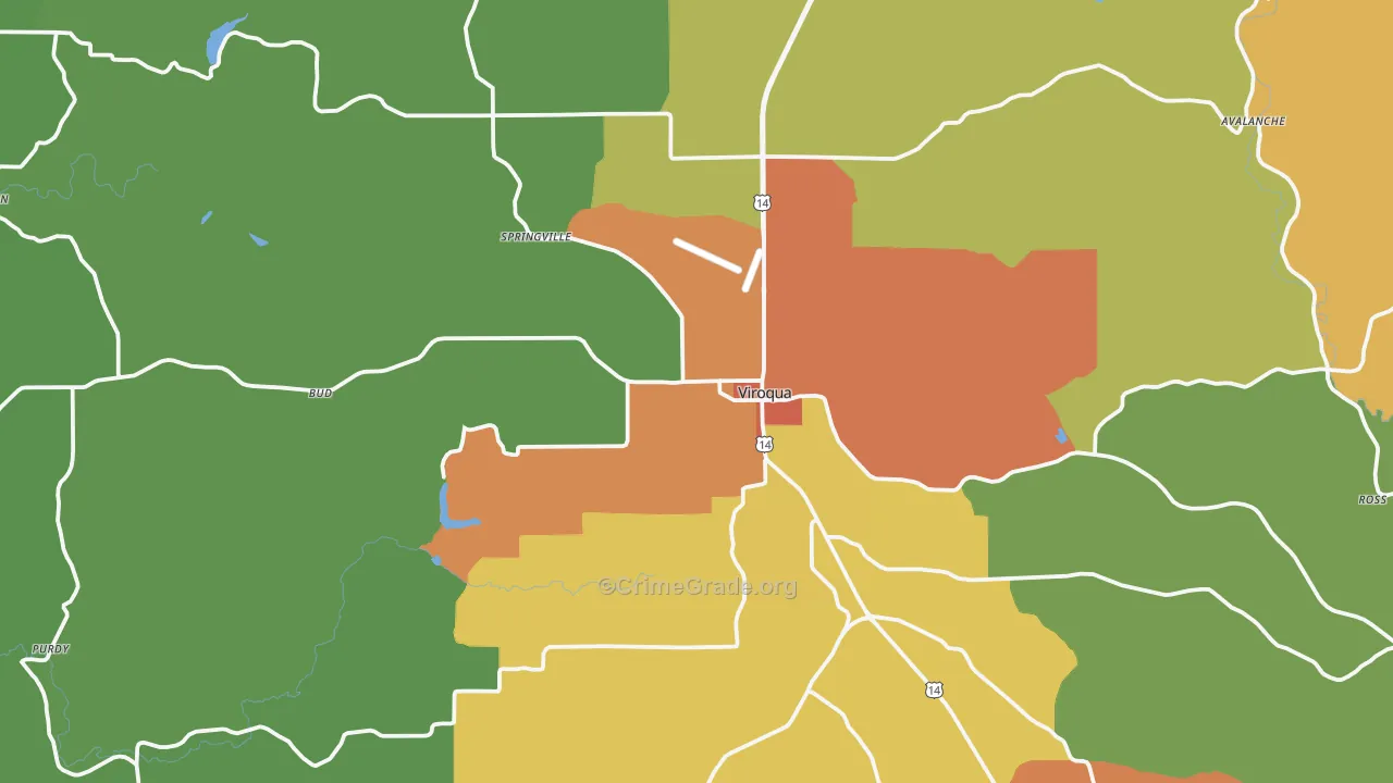 Viroqua, WI Map of Theft Rates