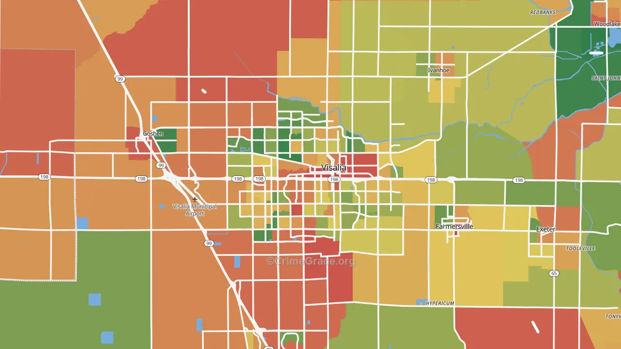 Visalia, CA Map of Theft Rates