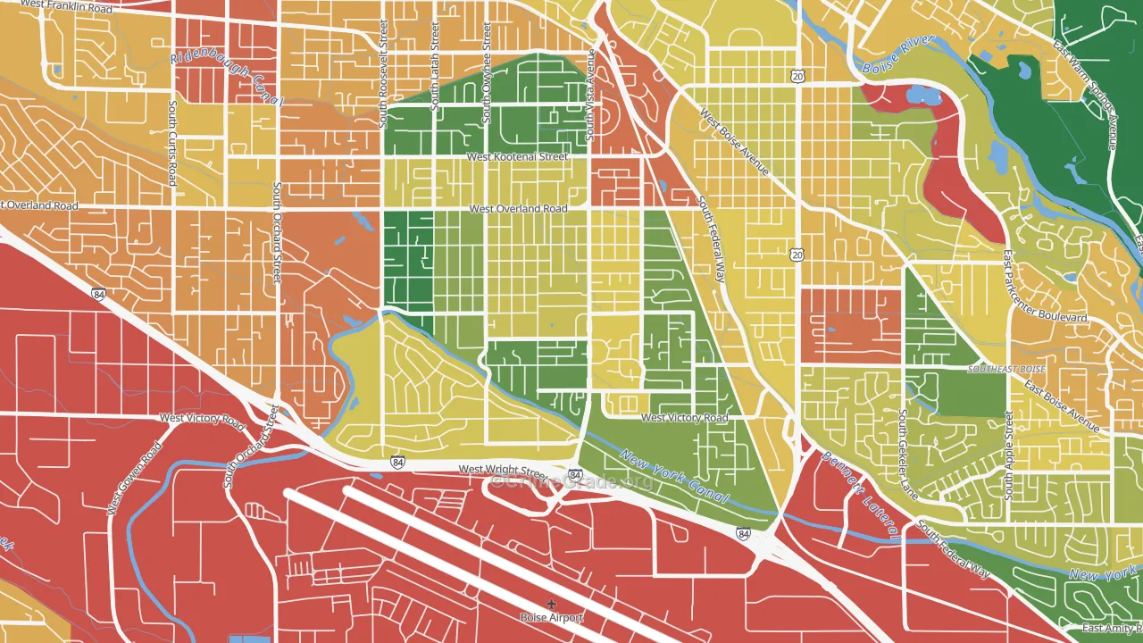 Vista, Boise, ID Map of Theft Rates