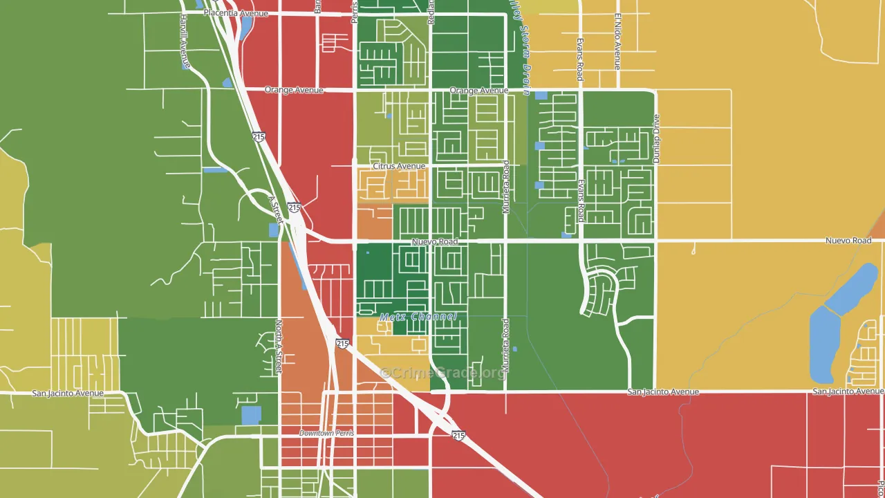 Vista Creek, Perris, CA Map of Theft Rates