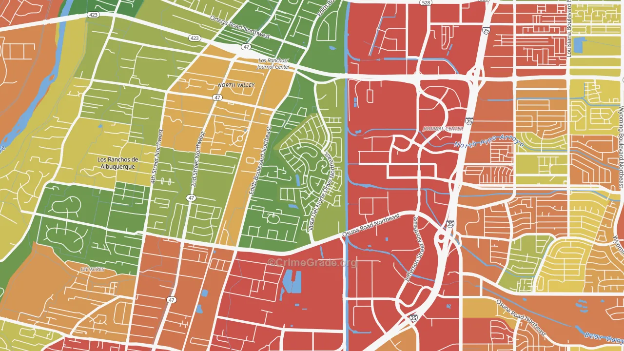 Vista del Norte, Albuquerque, NM Map of Theft Rates