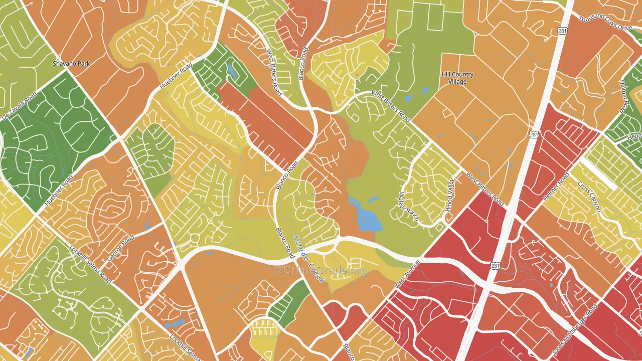 Vista del Norte, San Antonio, TX Map of Theft Rates