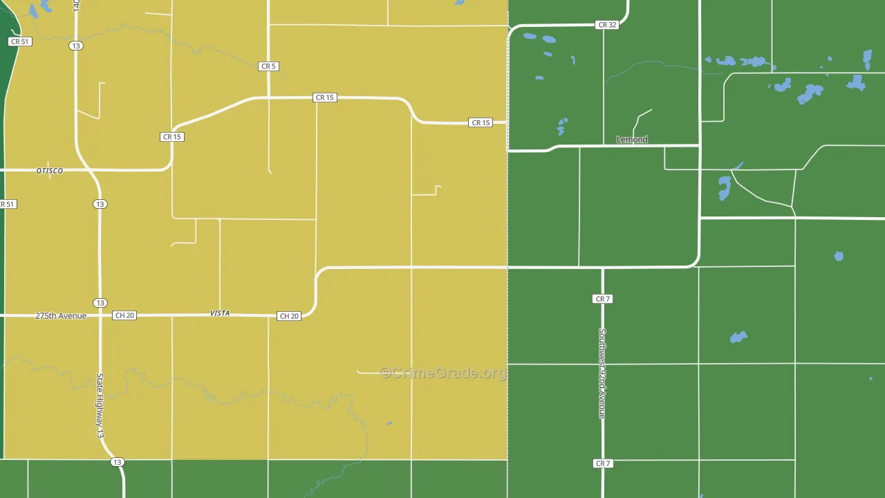 Vista, MN Map of Theft Rates