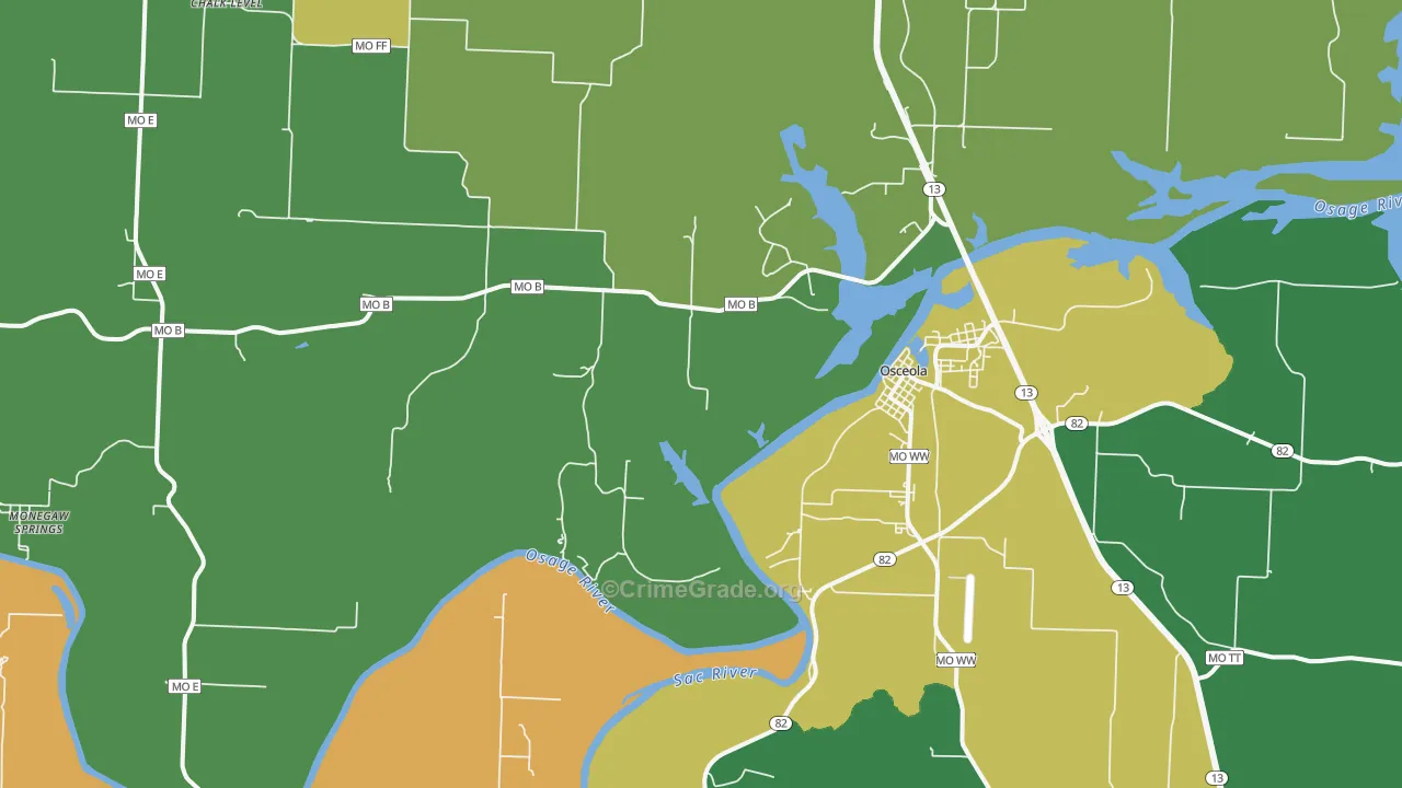 Vista, MO Map of Theft Rates