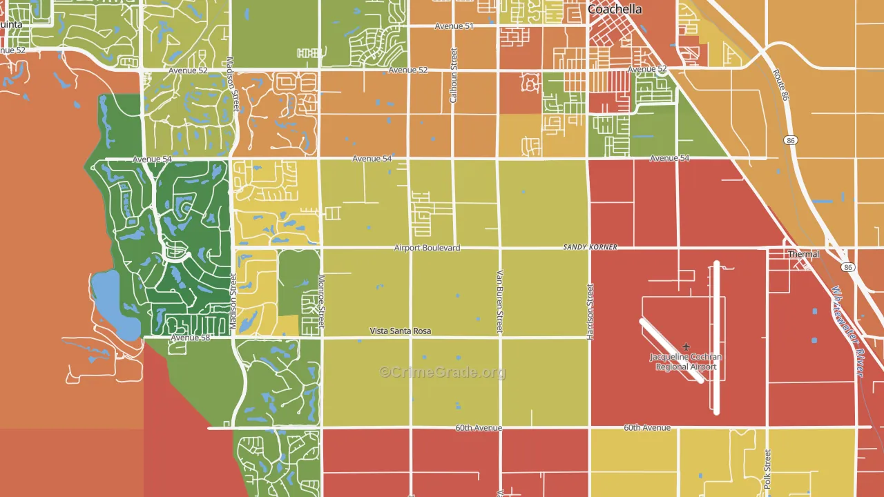Vista Santa Rosa, CA Map of Theft Rates