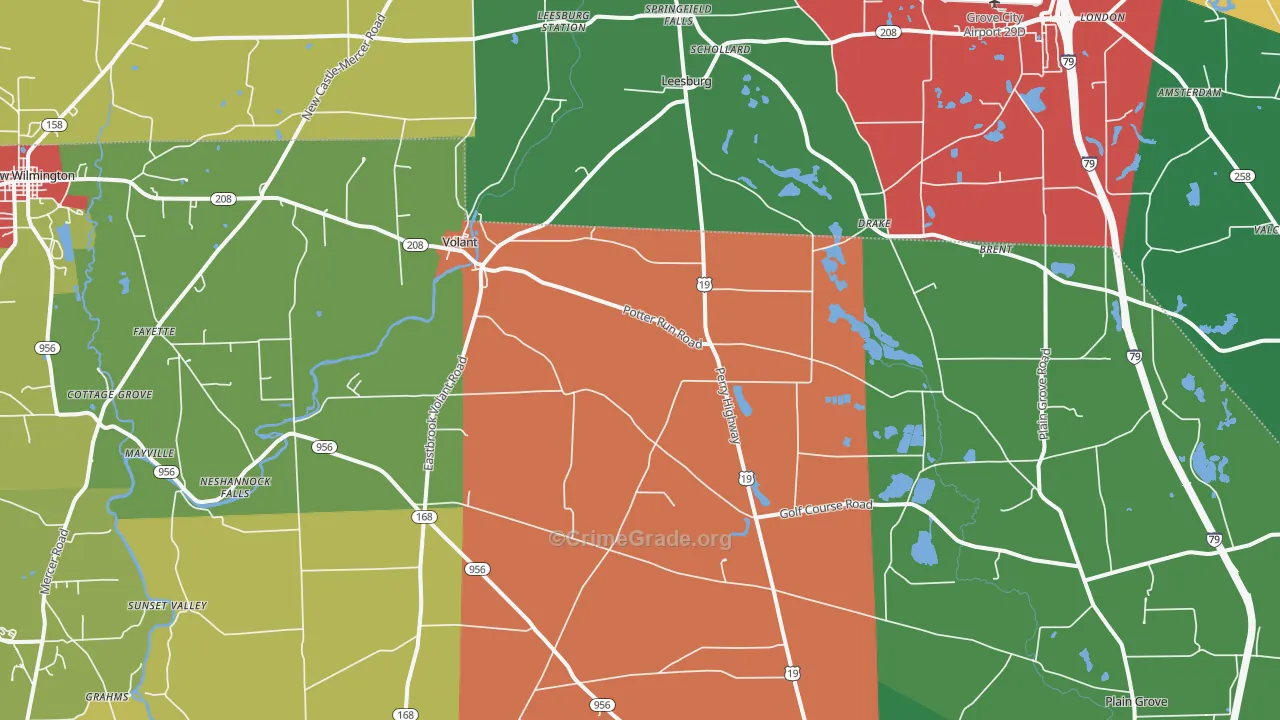 Volant, PA Map of Theft Rates