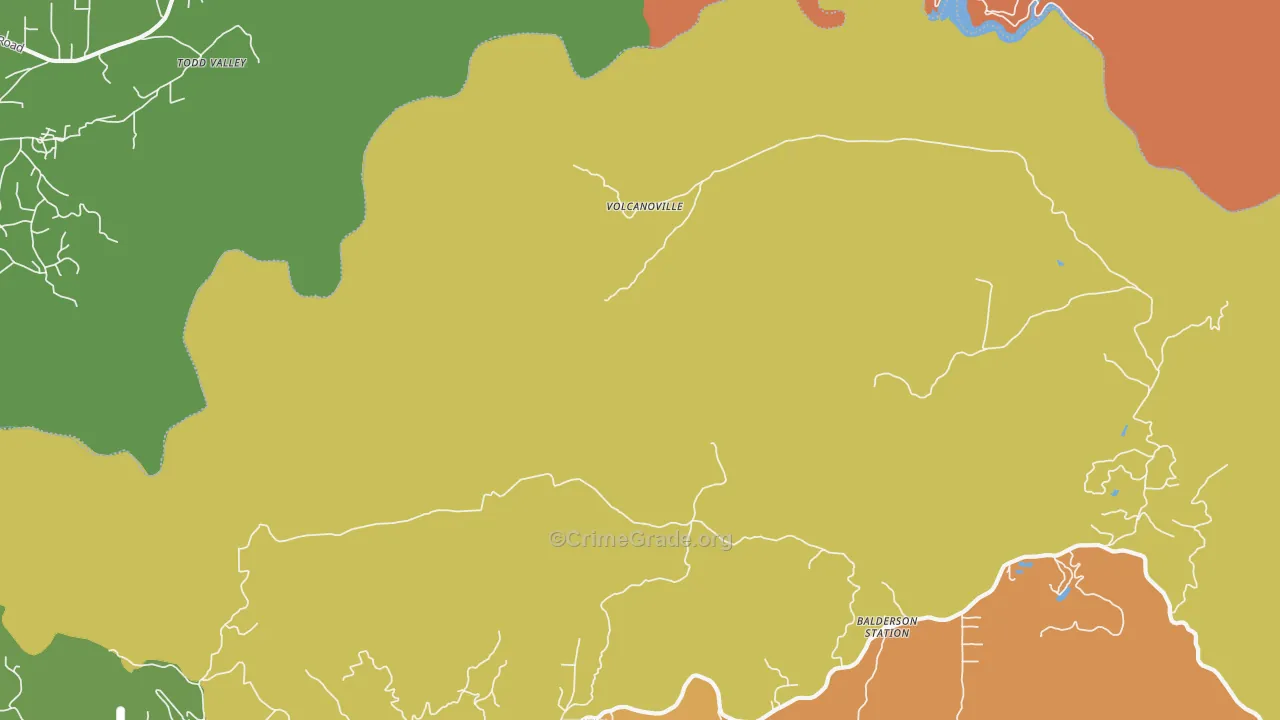 Volcanoville, CA Map of Theft Rates