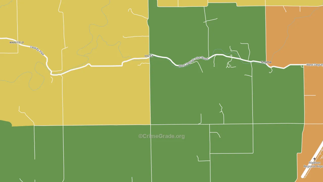 Volga, IN Map of Theft Rates