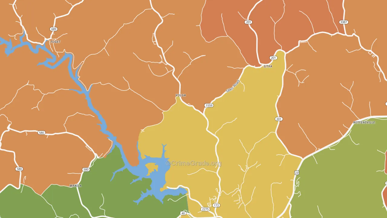Volga, KY Map of Theft Rates