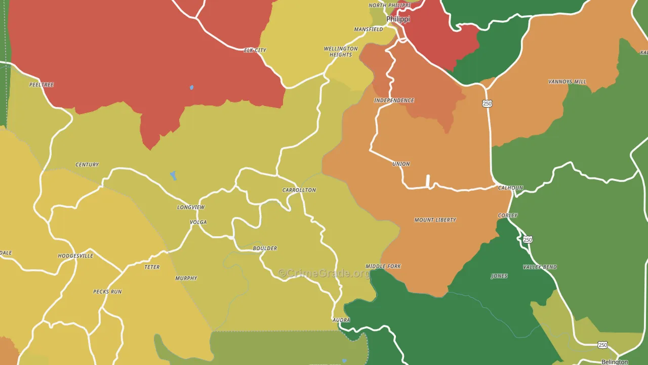 Volga, WV Map of Theft Rates