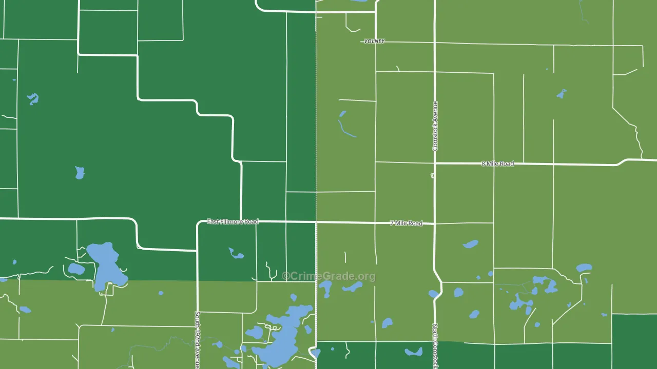 Volney, MI Map of Theft Rates