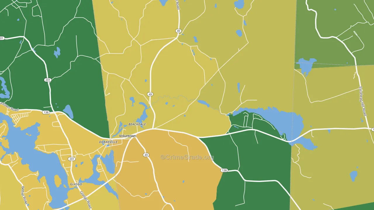 Voluntown, CT Map of Theft Rates