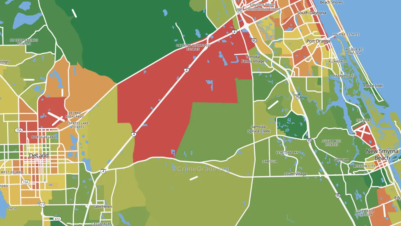 Volusia County, FL Map of Theft Rates