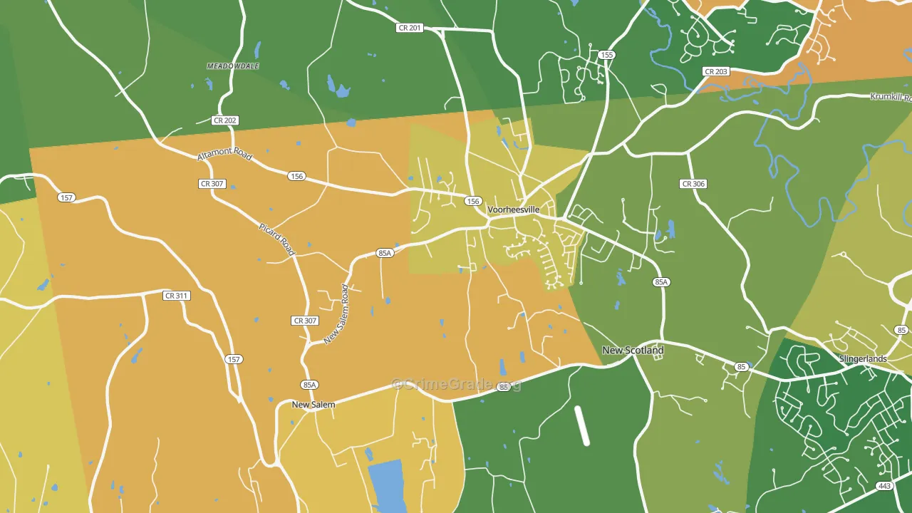 Voorheesville, NY Map of Theft Rates