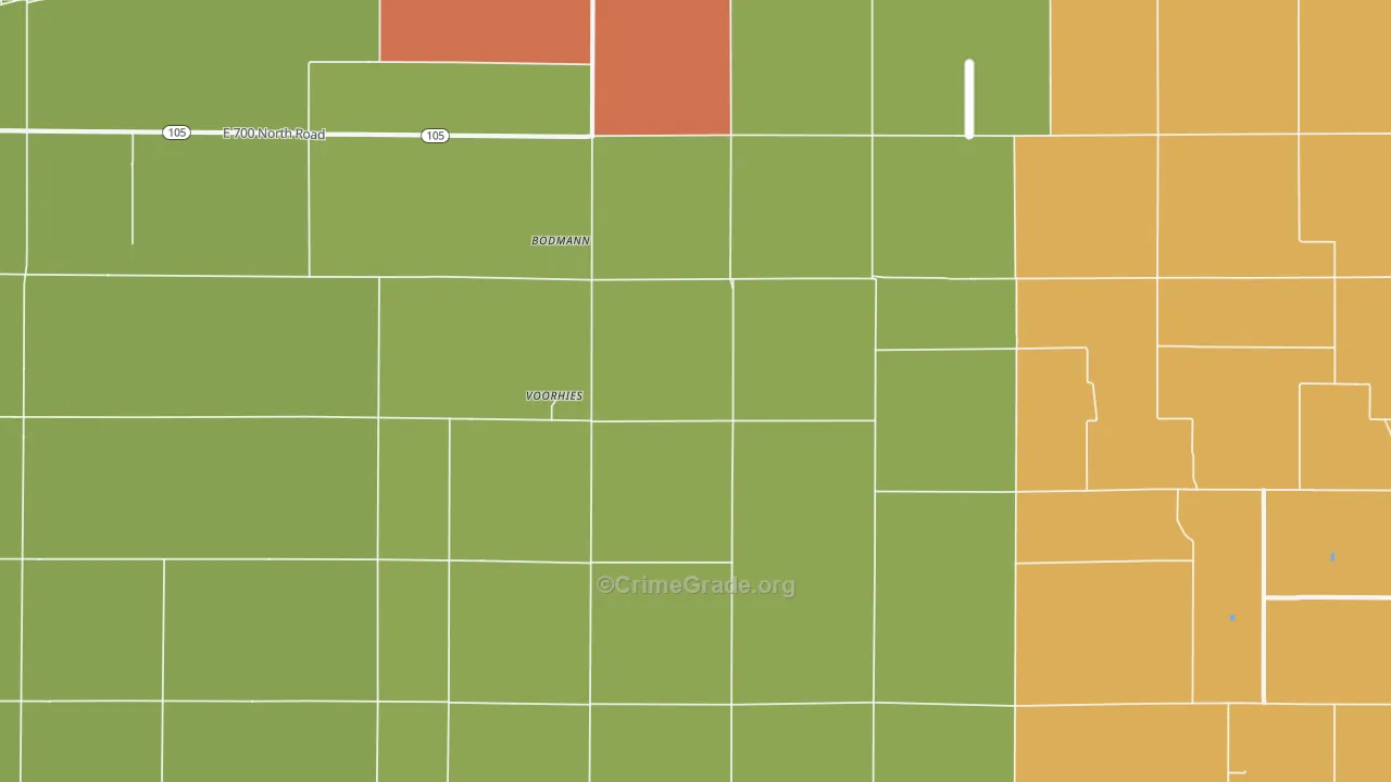 Voorhies, IL Map of Theft Rates