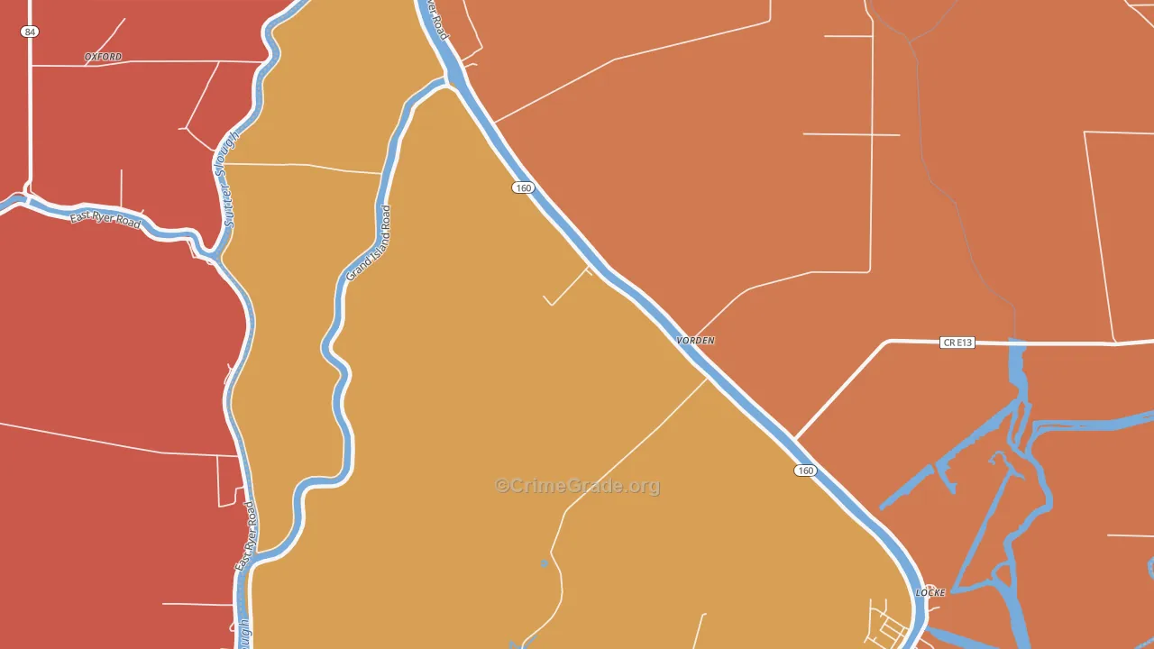 Vorden, CA Map of Theft Rates