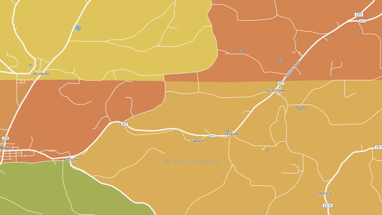 Vosburg, NY Map of Theft Rates