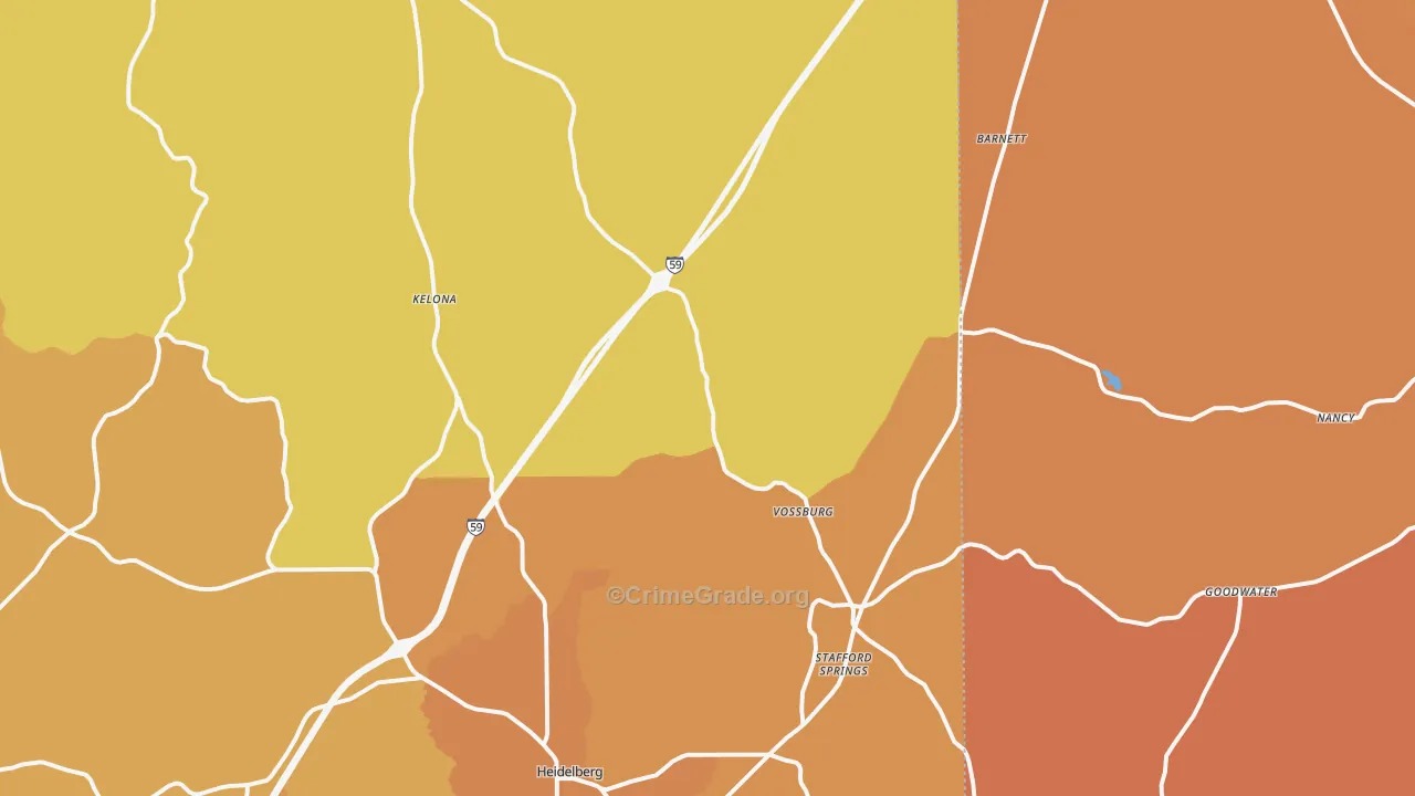 Vossburg, MS Map of Theft Rates