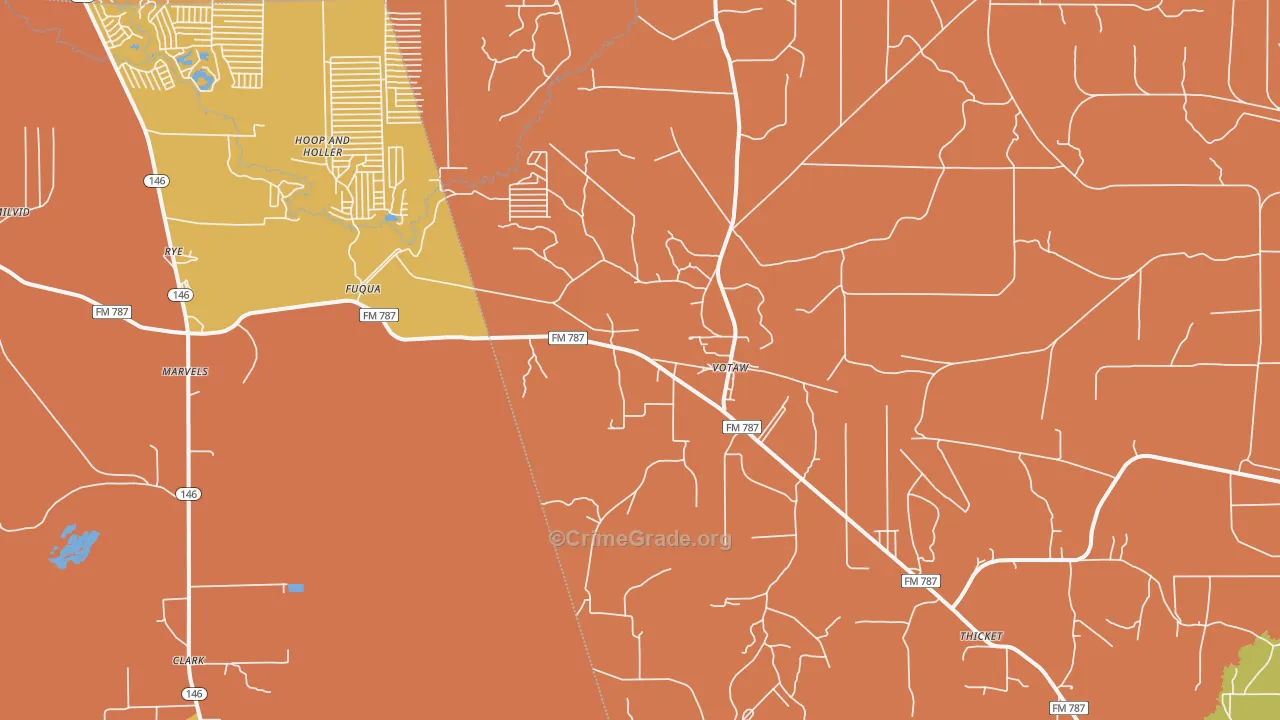 Votaw, TX Map of Theft Rates