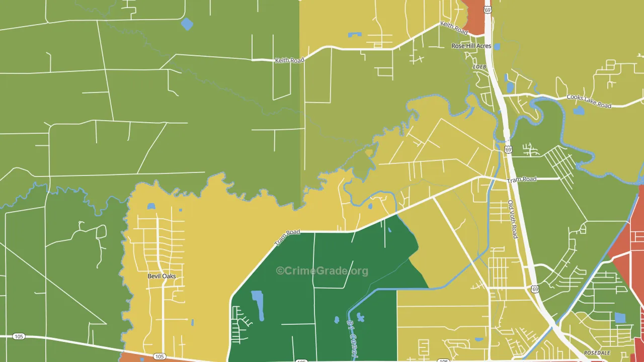 Voth, TX Map of Theft Rates