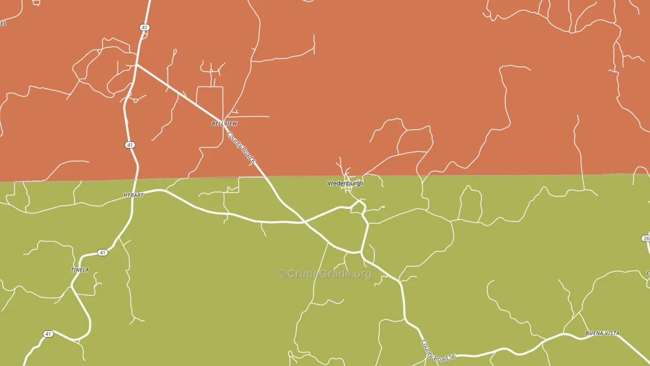 Vredenburgh, AL Map of Theft Rates