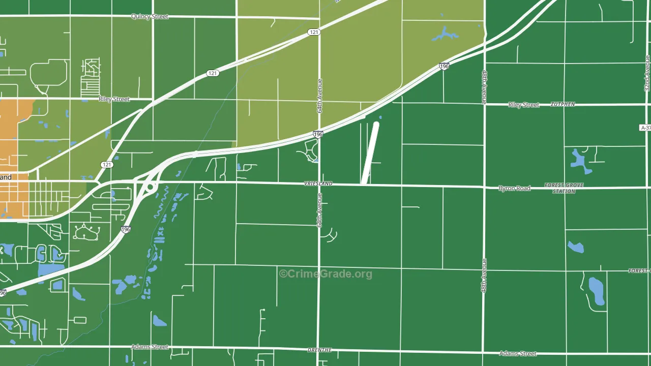 Vriesland, MI Map of Theft Rates