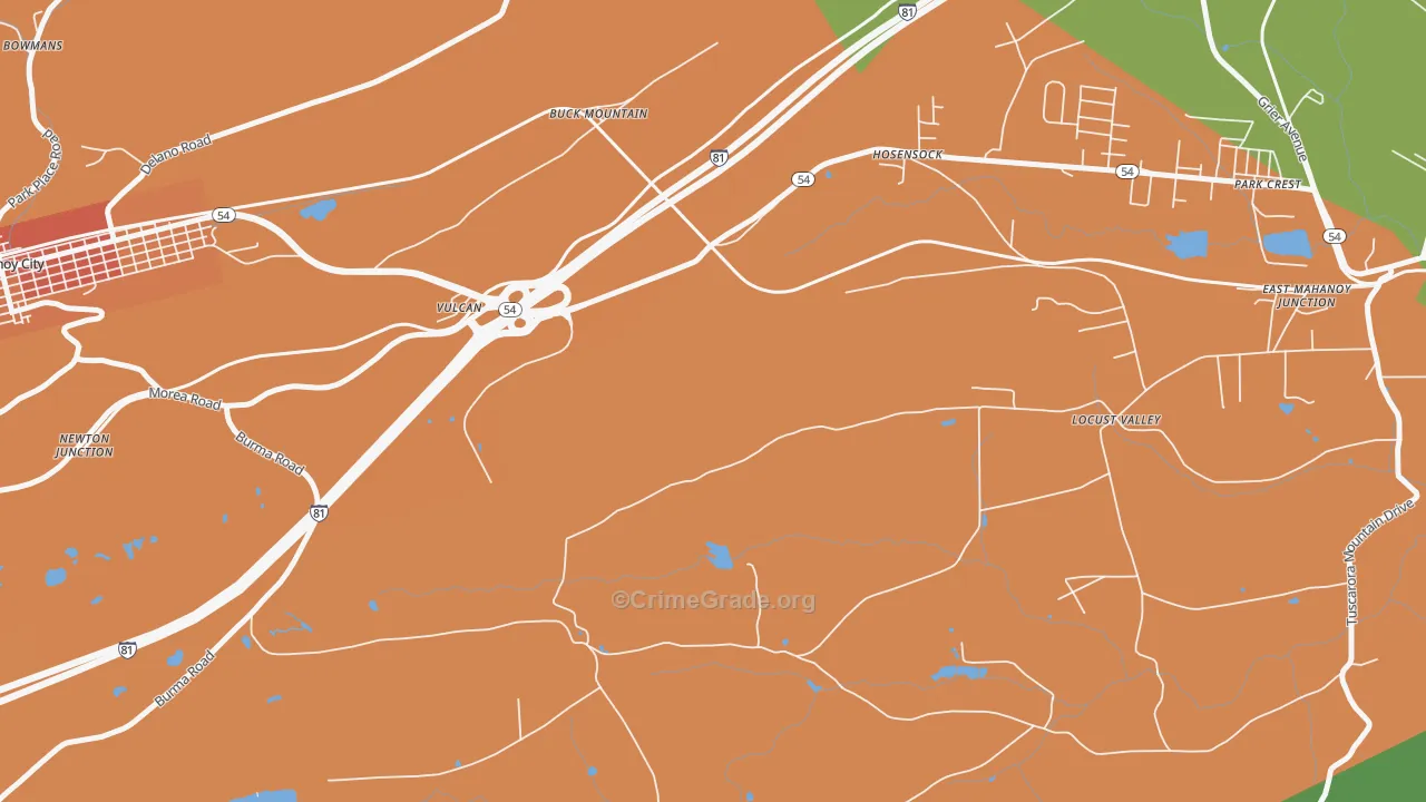 Vulcan, PA Map of Theft Rates