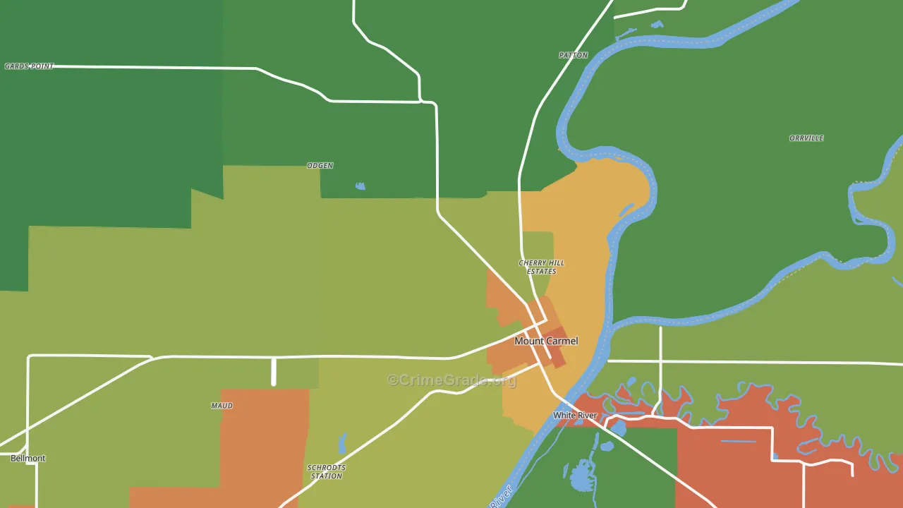 Wabash County, IL Map of Theft Rates