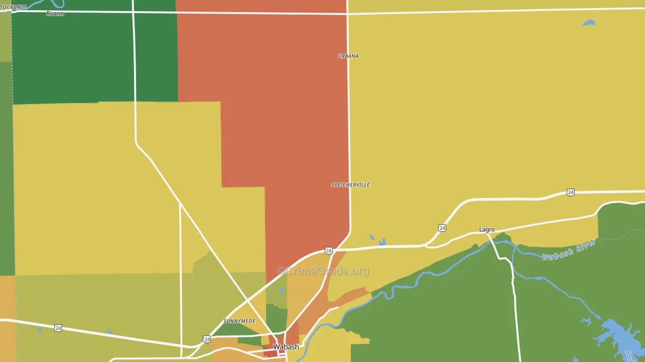 Wabash County, IN Map of Theft Rates