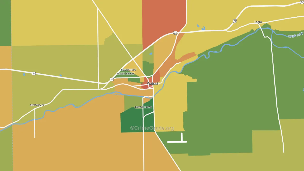 Wabash, IN Map of Theft Rates