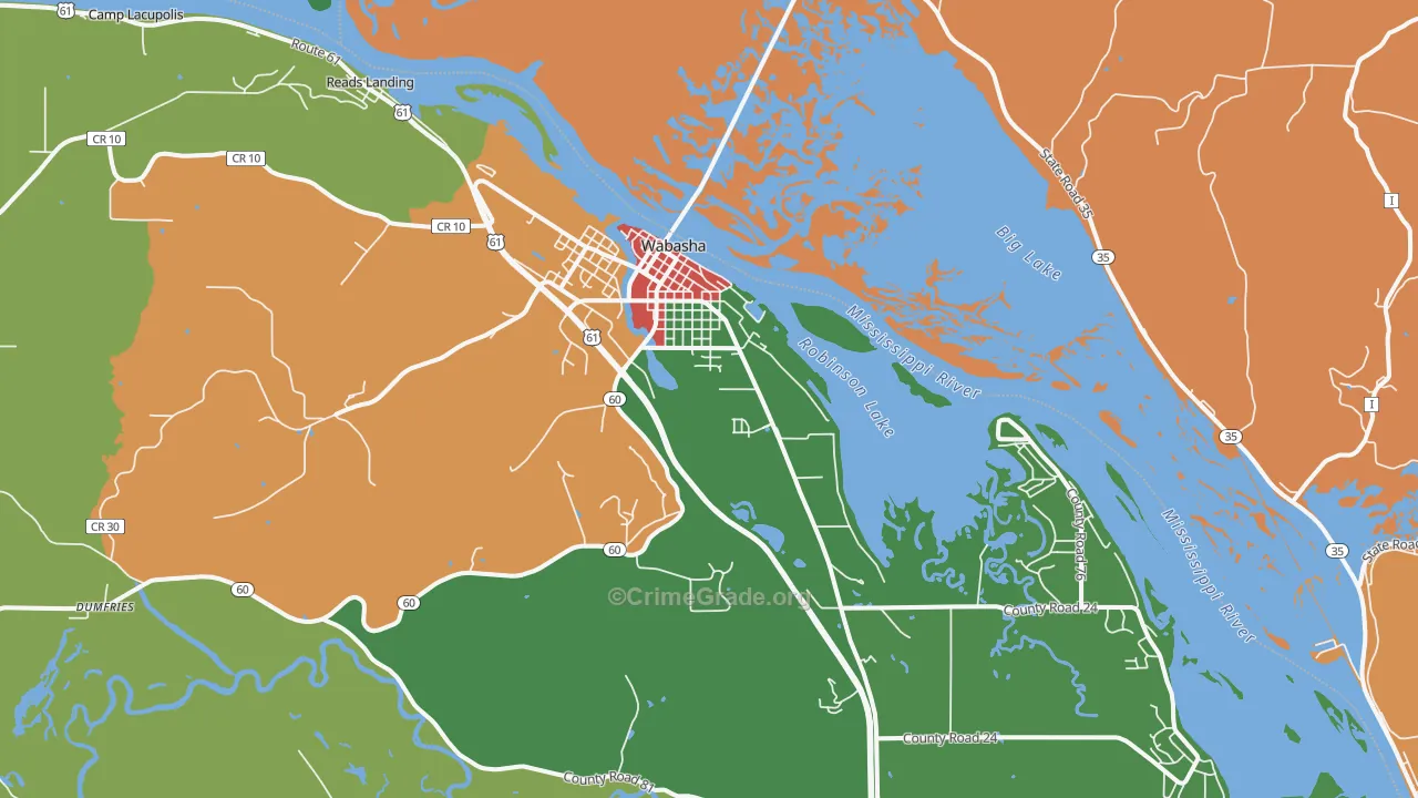 Wabasha, MN Map of Theft Rates