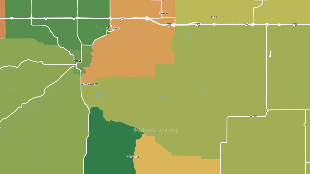 Wabaunsee County, KS Map of Theft Rates
