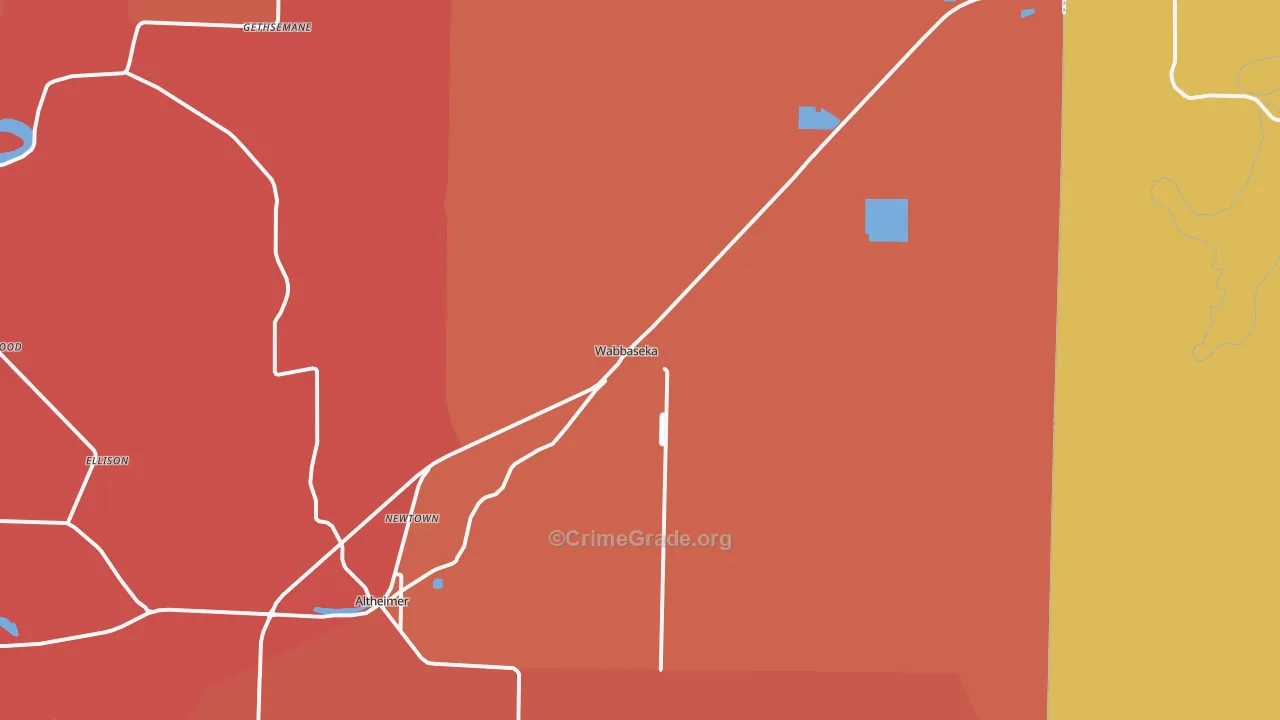 Wabbaseka, AR Map of Theft Rates