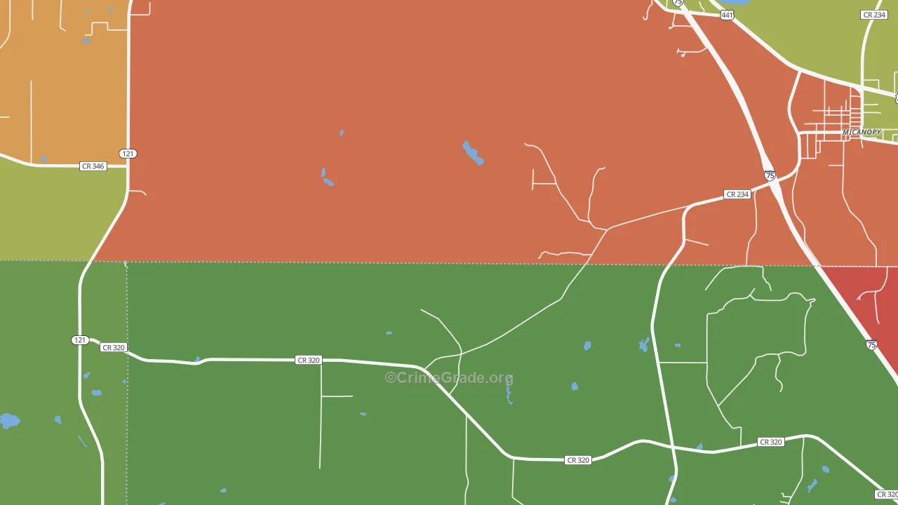 Wacahoota, FL Map of Theft Rates
