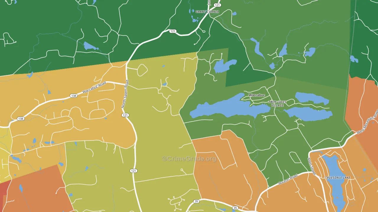 Waccabuc, NY Map of Theft Rates