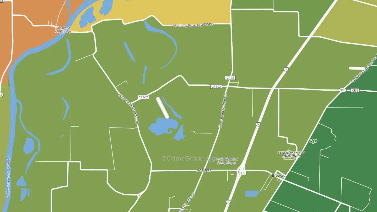 Waconda, OR Map of Theft Rates