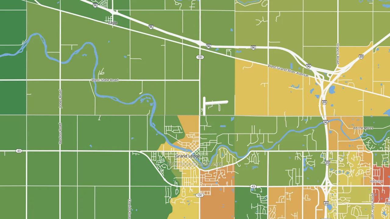Wacousta, MI Map of Theft Rates