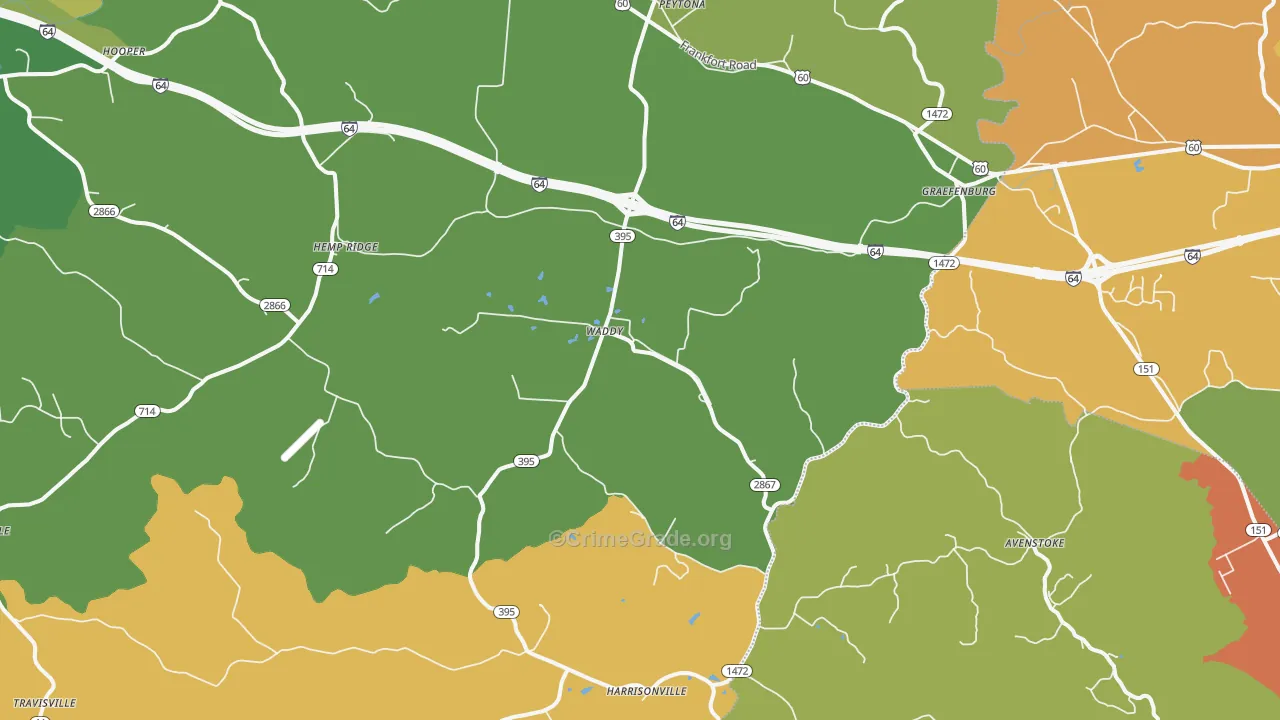 Waddy, KY Map of Theft Rates