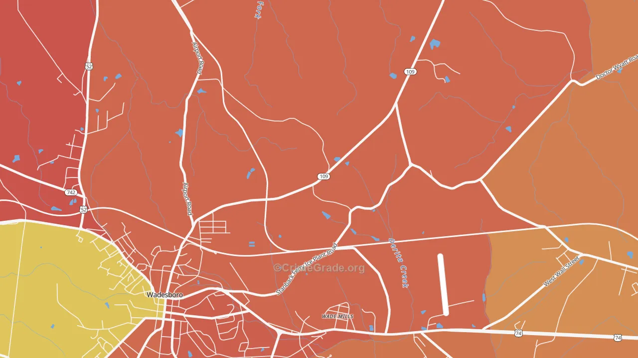 Wade Mills, NC Map of Theft Rates