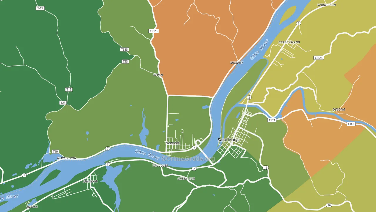 Wade, OH Map of Theft Rates
