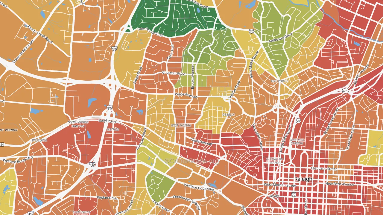 Wade, Raleigh, NC Map of Theft Rates