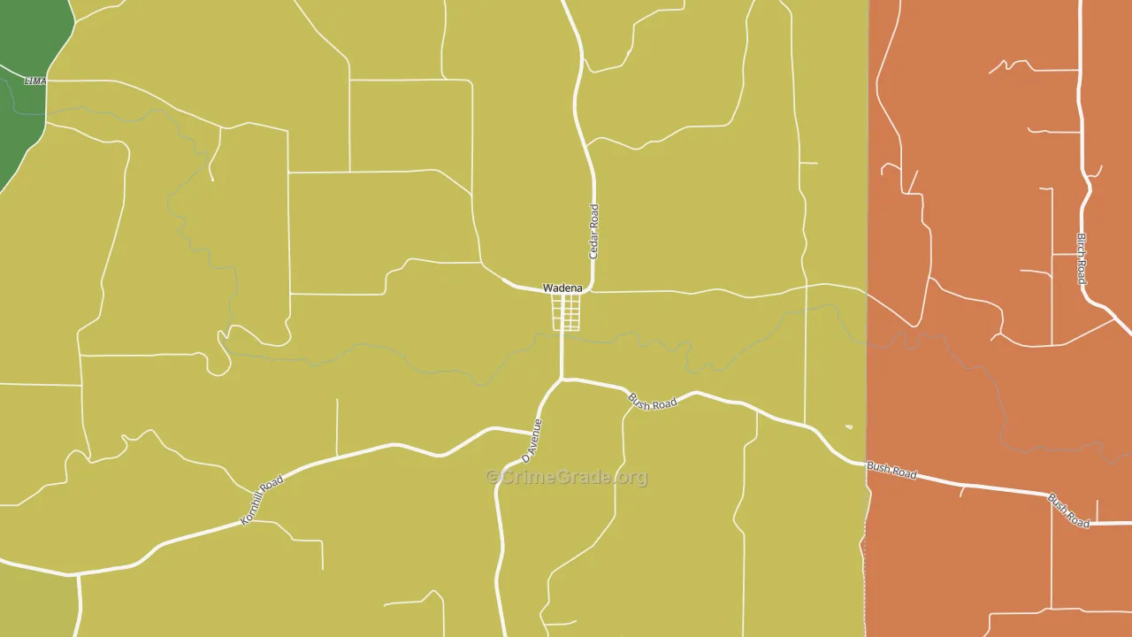 Wadena, IA Map of Theft Rates