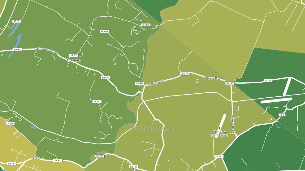 Wadesville, VA Map of Theft Rates