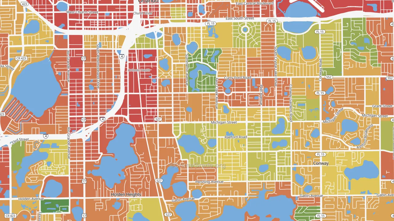 Wadeview Park, Orlando, FL Map of Theft Rates