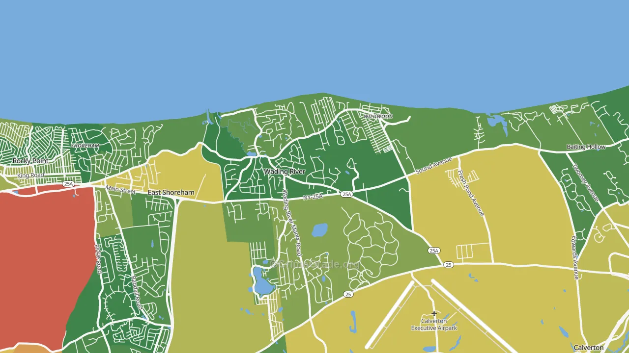 Wading River, NY Map of Theft Rates