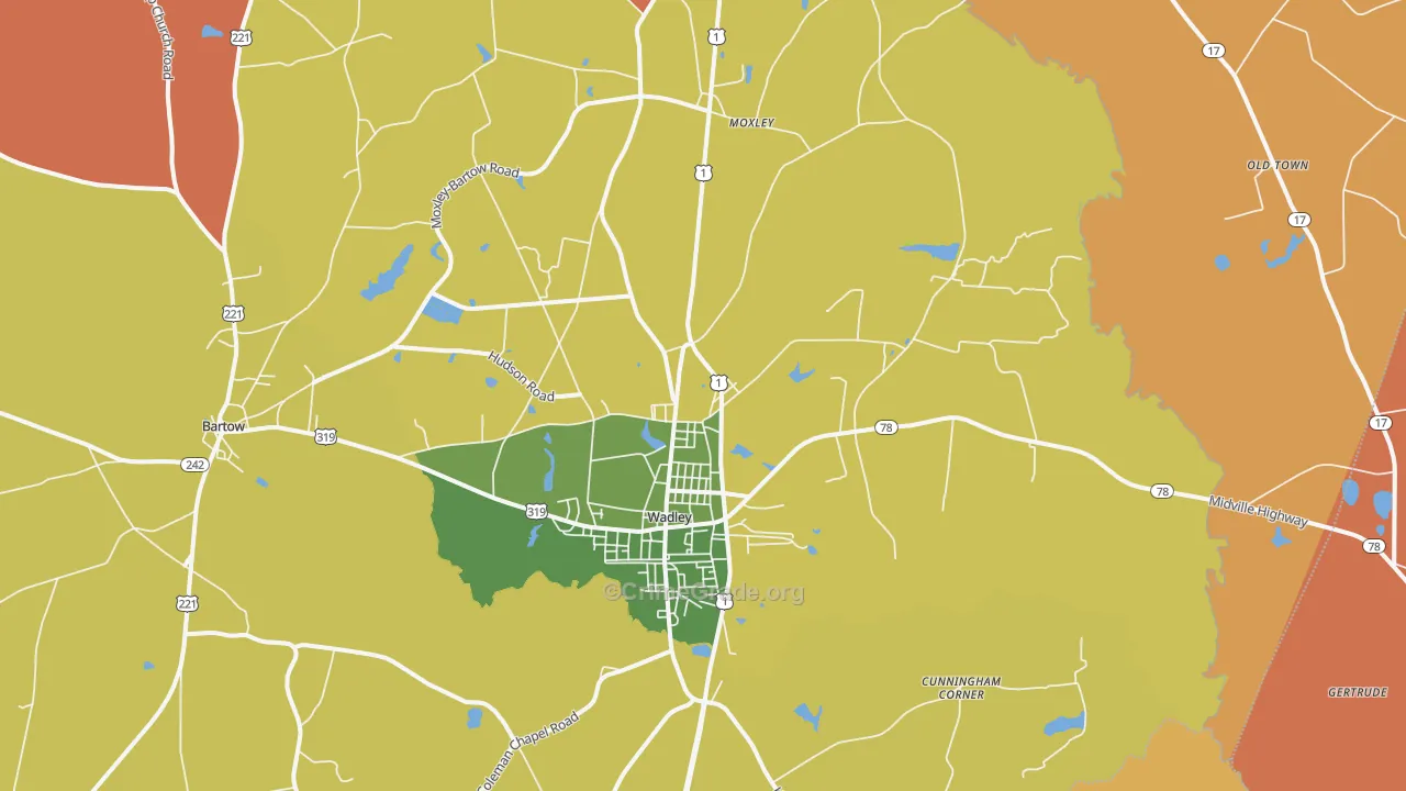 Wadley, GA Map of Theft Rates