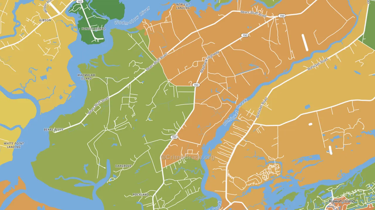 Wadmalaw Island, SC Map of Theft Rates