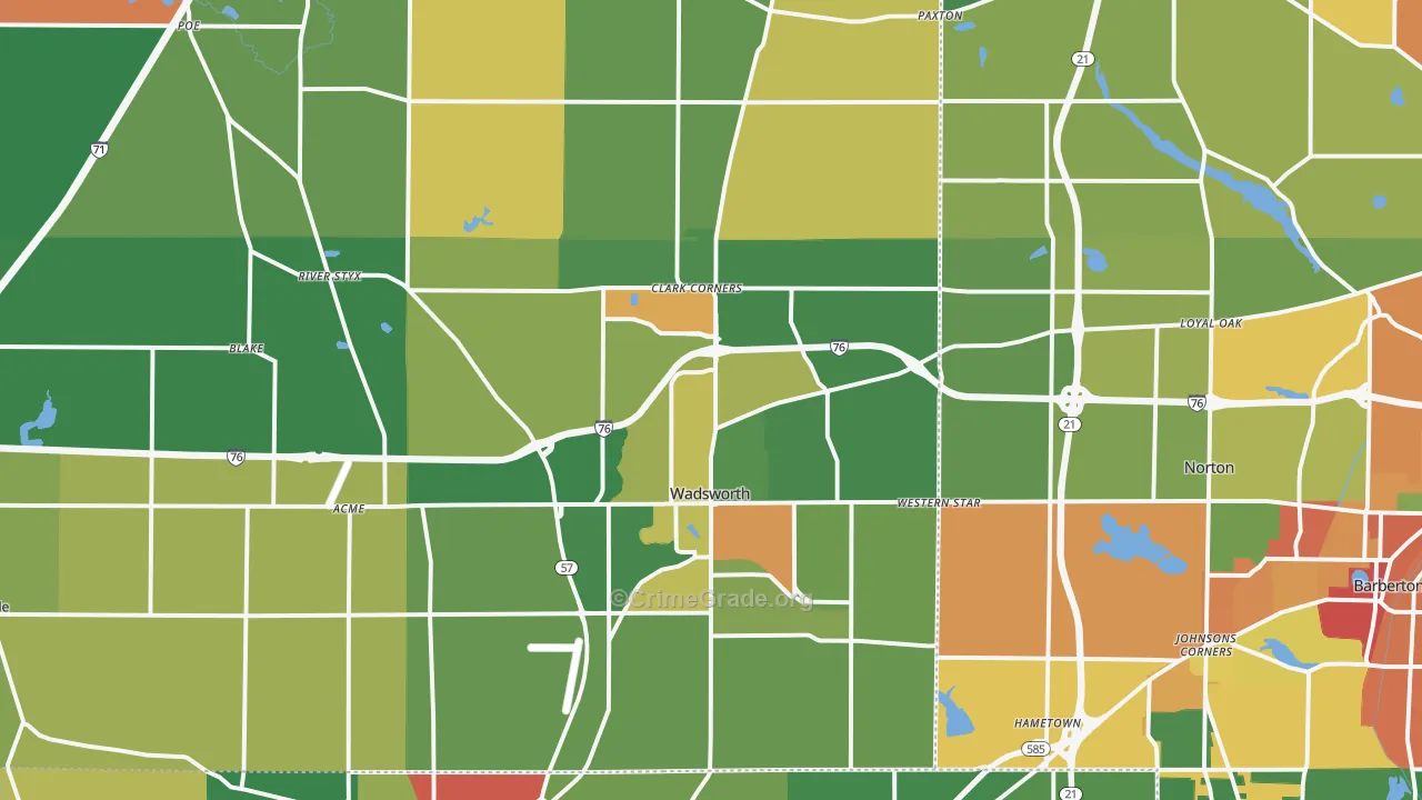 Wadsworth, OH Map of Theft Rates